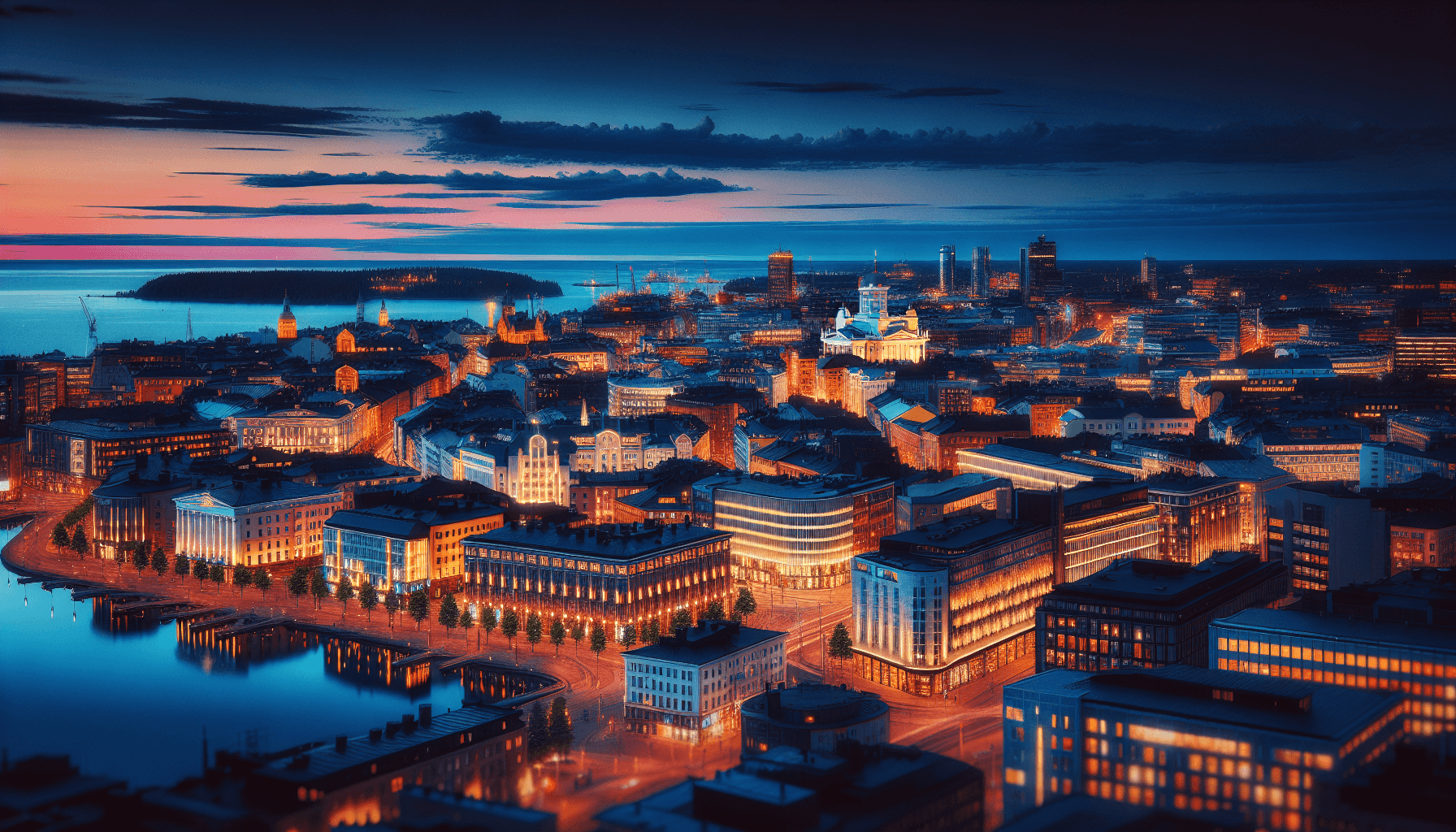 Helsinki evening skyline